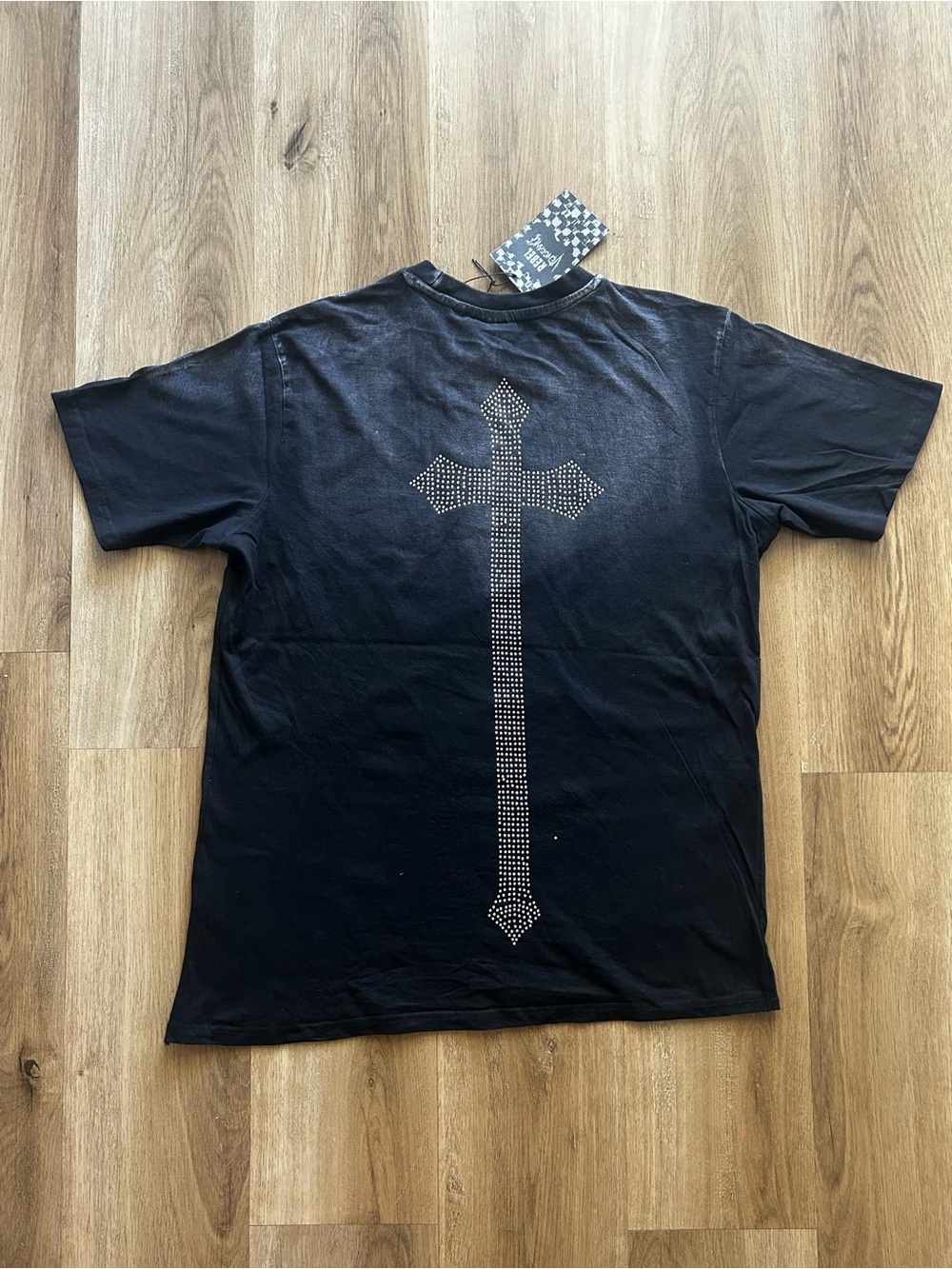 Brand New Rebel Vengeance Rhinestone Cross & Graphic Tee